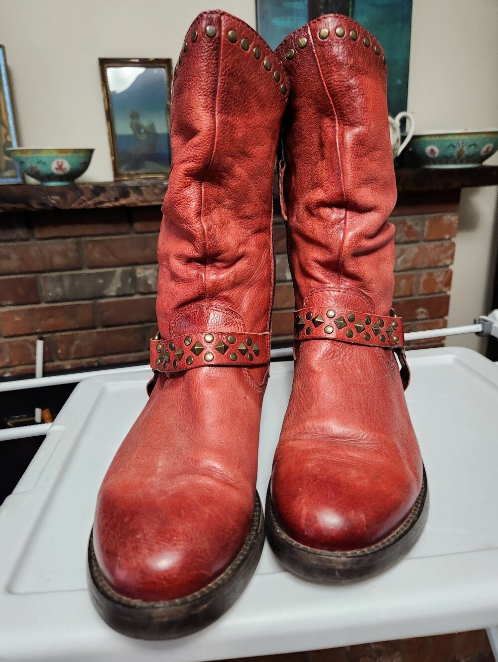 Mjus Red Studded Leather Boots - Picture 3 of 9